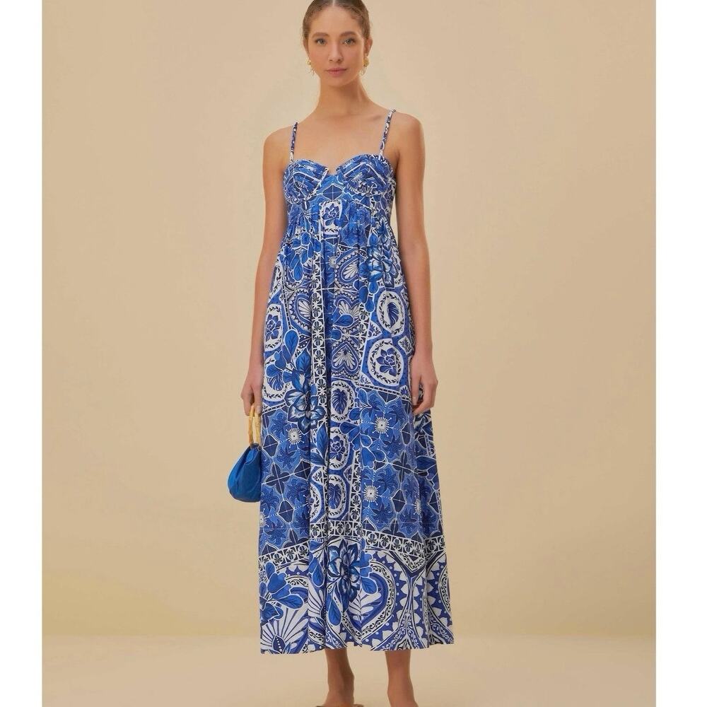 FARM Rio Blue Tile Dream XL Sleeveless Maxi Dress